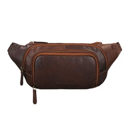 STILORD 'Luke' Bum Bag Leather Men's Vintage Belt Bag Unisex Women's Waist Bag for Travel Festival Concert Leisure Genuine Leather Chest Pocket, Cognac - Dark Brown