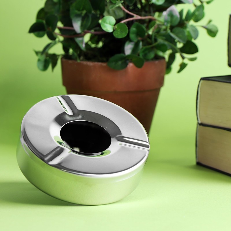 com-four® 3x Ashtray made of stainless steel - Wind ashtray