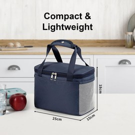 Compact Insulated Lunch Bag with Free Foldable Cutlery Set – 3-Layer Thermal, 25x15x18cm – Keeps Food Warm/Cold/Fresh – Portable Cooler for Work, School, Picnic