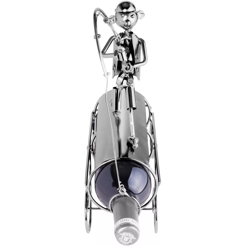 BRUBAKER Wine Bottle Holder 'Fisherman Catching Fish' - Metal Sculpture