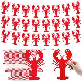 ReliThick 3 Set 20.7 Ft Large Crawfish Birthday Party Banner Decorations Crawfish Boil Party Supplies Lobster Theme Hanging Banner for Carnival Summer Crayfish Festival Seafood Activities Supplies