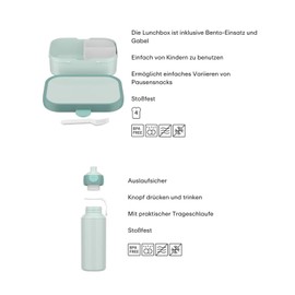 Mepal - Campus Switch Lunch Set - Set for Children with Pop-up Water Bottle & Lunch Box - Lunch Set for School or on the Go - Dishwasher Safe - 400 + 750 ml - Cool Pink/Cool Mint