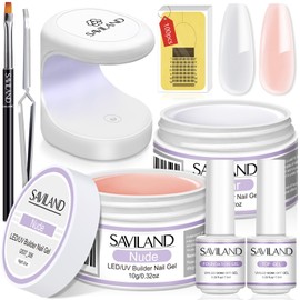 Saviland Builder Nail Gel Kit: Nail Extension Kit with Mini Nail Lamp, Clear Pink Builder Gels, Builder Gels for Nails Kit for Nail Extension, Nail Strengthen with Nail Art Manicure Tools, Nail Gifts
