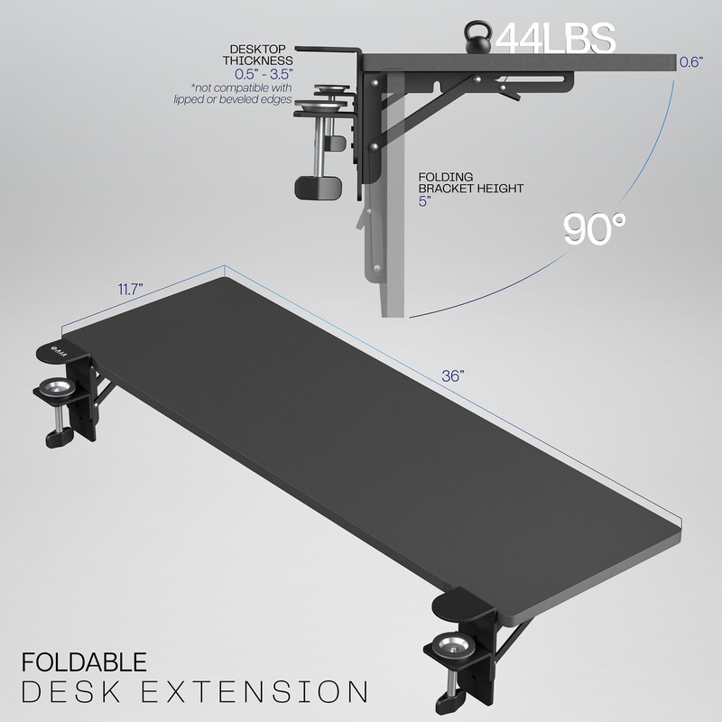 VIVO Clamp-on 36 x 12 inch Foldable Desk Extender, Wrist