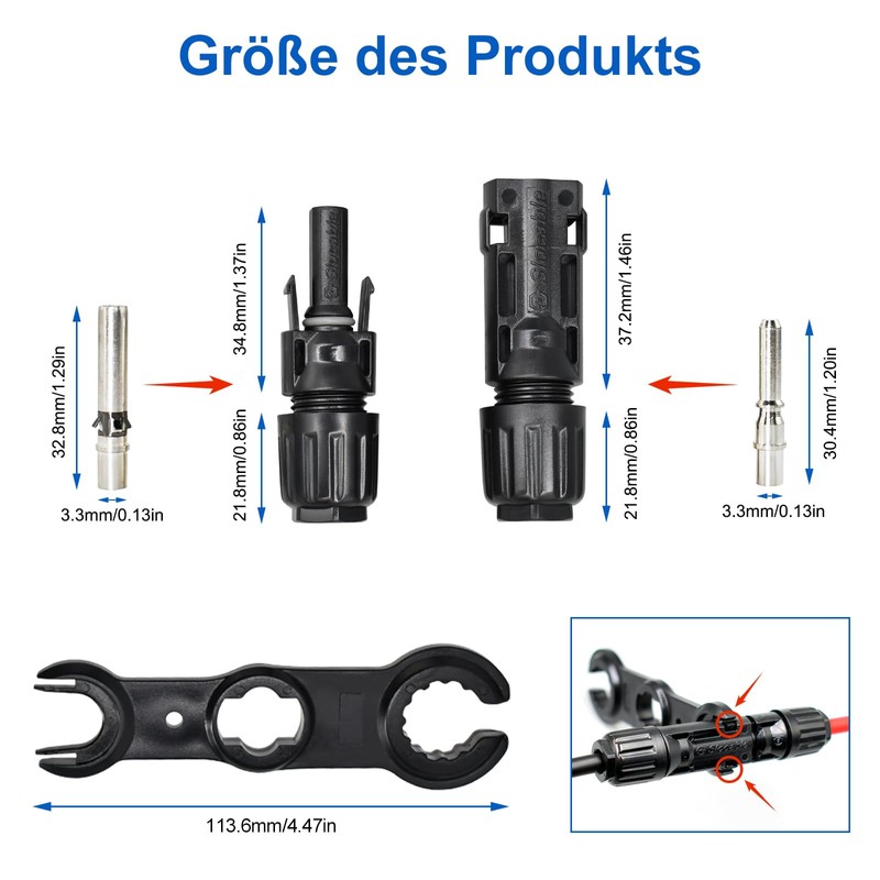 Trisinger 6 mm² Solar Connector Set IP68 1500 V -