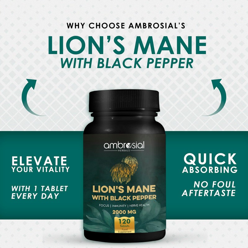 Ambrosial Lion's Mane with Black Pepper - 2000 mg -