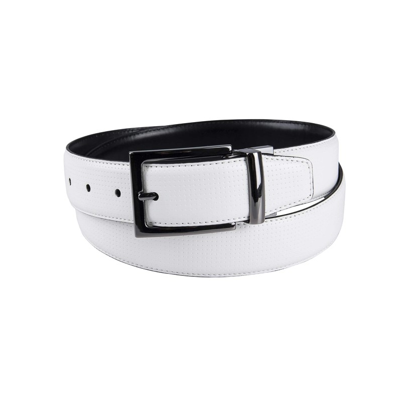 Haggar Men's Reversible Belt Dress and Casual, White/Black, Small, white/black