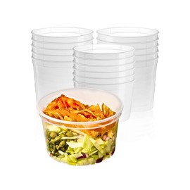 Green Direct 64 oz Plastic Round Deli Containers with Lids - Freezer Safe, BPA-Free, Disposable Food Storage for Soups, Ice Cream, and Meal Prep - Pack of 8