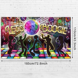 Disco 70s Theme Party Decorations Back to 60s 70s 80s 90s Let's Boogie Disco Dancing Night Photography Photo Booth Background Disco Birthday Party Supplies, 72.8 x 43.3 Inches