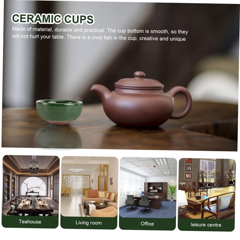 COLLBATH 1 Set Dark Green Wedding Ice Crack Teacups Unique