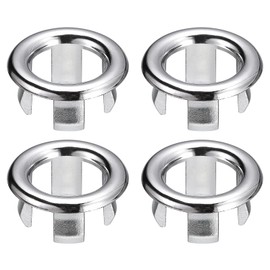uxcell Sink Trim Overflow Cover, 4Pcs Sink Overflow Rings 25mm Bathroom Kitchen Basin Drain Cover Hole Insert in Round Caps, Silver