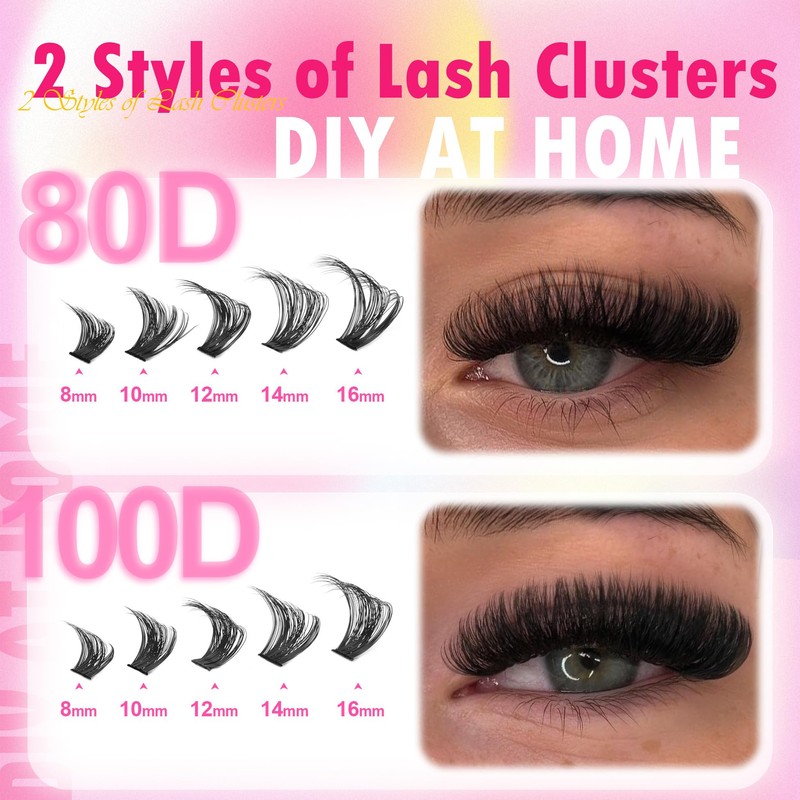 Lash Clusters DIY Lash Extensions Fluffy Individual Eyelashes 80D 100D