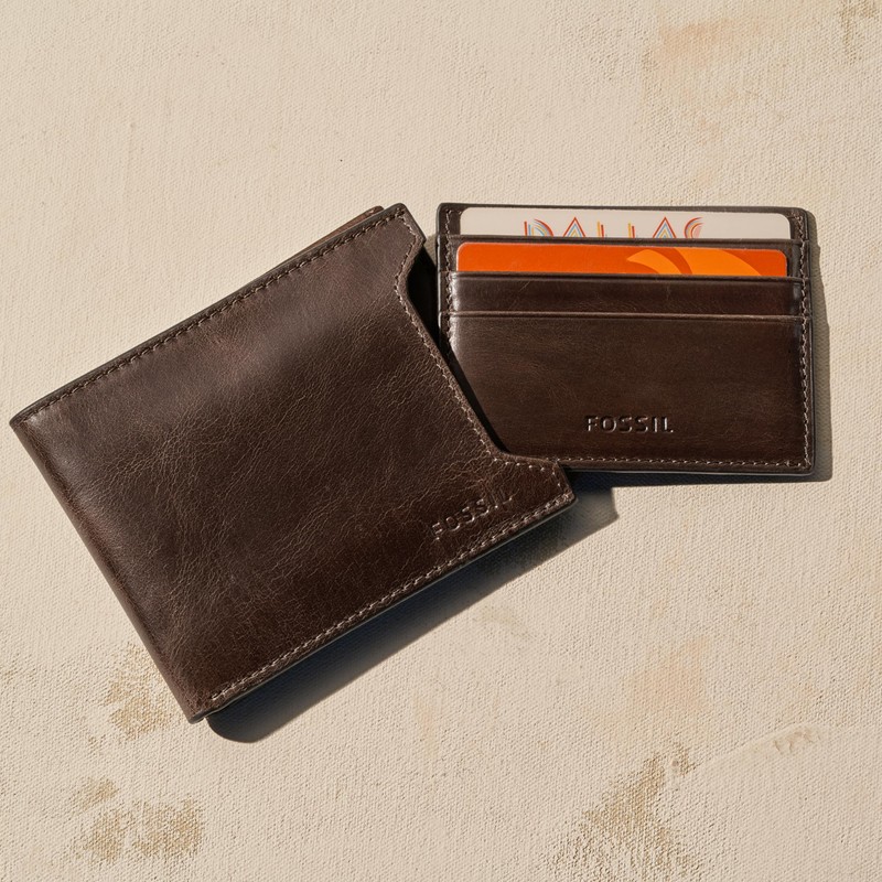 Fossil Men's Derrick Leather Bifold Sliding 2-in-1 with Removable Card