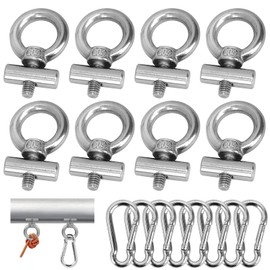 Homgaty Piping Strip Hooks, Set of 8 6 mm Stainless Steel Awning Hooks, Keder Stopper with Carabiner, Awning Hooks, Piping Rail Accessories for Caravan, Motorhome, Caravan, Campervan, Boat, Camping