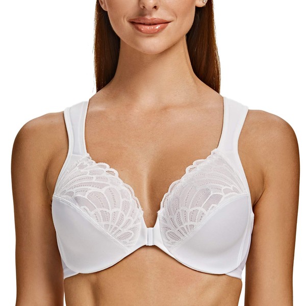 MELENECA Women's Bra Front Closure Large Sizes with Underwire Lace