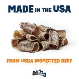 PUPDAWGS 3" Beef Trachea Dog Training Treats | Dental Chews for Dogs | All Natural Dog Treats Made in USA | Beef Esophagus Low Calorie Dog Treats for Joint Health Support (3 Inch Tracheas - 20 Pack)