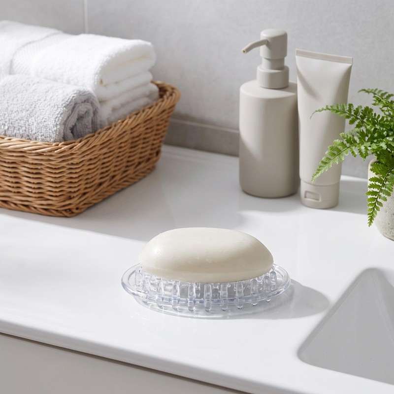 2 Pcs Silicone Soap Holder, Clear Silicone Soap Dish for