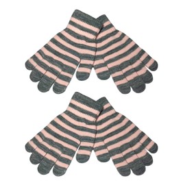 WESTEND CHOICE 2 Pairs Kids Gloves Boys Girls Warm Magic Gloves Children's Stretch Knitted Unisex Winter Gloves Age 3 – 7 (Pink)