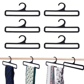 AHANDMAKER 10Pcs Plastic Scarf Hanger, Black Rectangular Towel Holders Space Saving Scarf Organizer Hooks Closet Organizers and Storage for Ties Scarves Belts, 7.6x3Inch