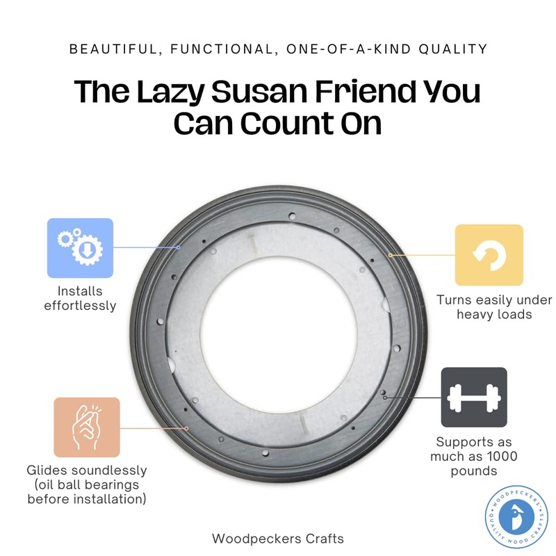 Lazy Susan Hardware, 12 inch, 1,000 lbs. Load Capacity, Pack