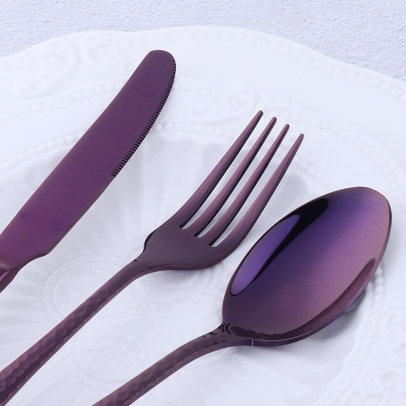 Bisda 5-Piece Purple Silverware Flatware Set Service for 1 Stainless