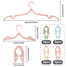 Travel Hangers, 12 PCS Folding Clothes Hangers with Clips, Portable Travel Coat Hangers, Plastic Travel Hangers Foldable for Home Travel Outdoor Camping 4 Color