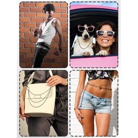 Jadive 5 Pieces Chain Belt Jeans Pants Chain Pocket Waist Chain Multi-Layer Hip Hop Metal Wallet Chain for Men Women (Butterfly, Heart,Black)