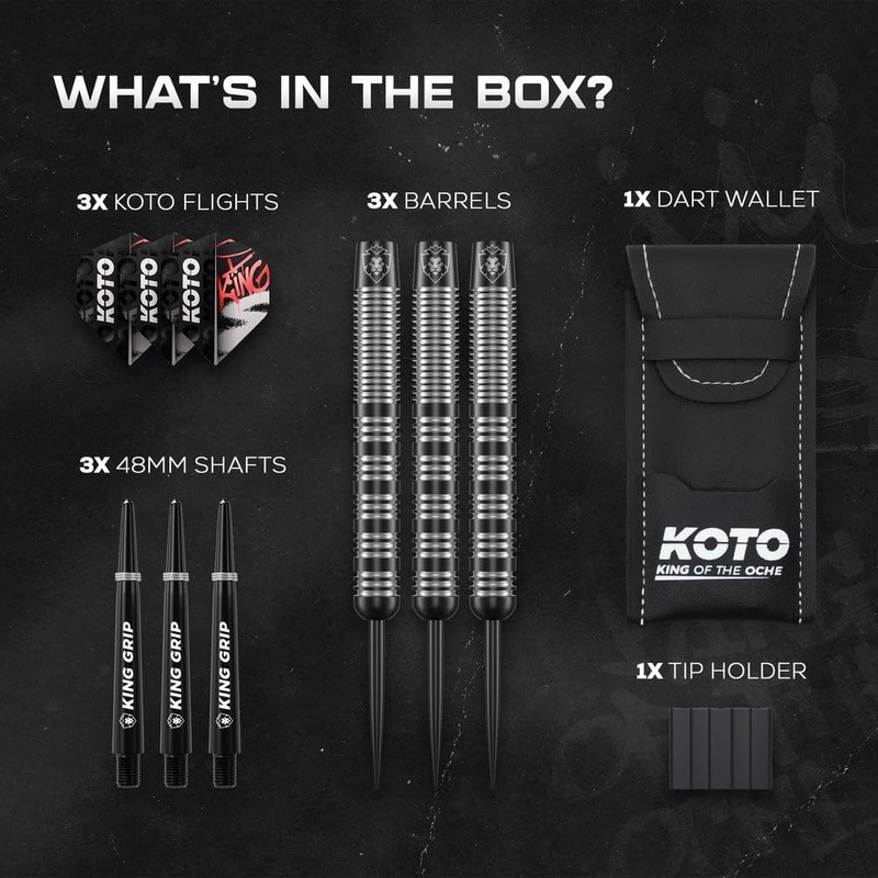 KOTO Tribute Darts 14 G, Black & Silver, Darts Set