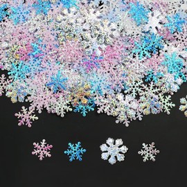 Zfseyuh Pack of 1000 Snowflakes Confetti, Christmas Decoration, White Blue Pink Silver Snowflakes Decoration for Winter Table Decoration Christmas Wedding Table Decoration 2 cm, 3 cm