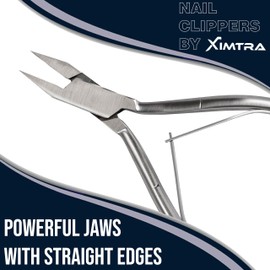 XIMTRA Toe Nail Clippers for Seniors Straight Sharp Pointed Blade Nail Cutter for Men & Women Heavy Duty Ingrown Toenail Clippers for Thick Nails Coupe Ongle Orteil Wide Jaw Stainless Steel