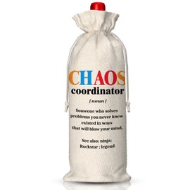 EUFJDKSL Chaos Coordinator Gifts Wine Bag, Thank You Appreciation Gifts for Coworkers Boss Employee, for Teacher Nurse, Administrative Professional Day Wine Bag