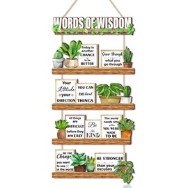 Greenery Positive Mindset Wood Sign Inspirational Office Wall Decor