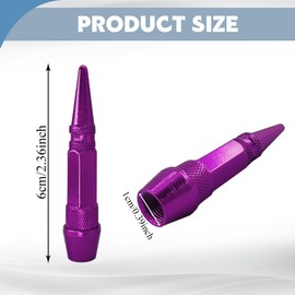 Lyxheth 4PCS 45 mm Spiked Style Tire Valve Stem Caps, Tire Air Caps, Universal Aluminium Alloy Dustproof Tire Valve Stem Covers, Heavy Duty Tire Caps Car Accessories for Cars (Purple, 60mm)