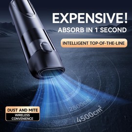 Cordless Car Vacuum Cleaner, 20000Pa Strong Suction Handheld Vacuum with Detailing Kit, Wet/Dry Rechargeable Portable Mini Vacuum for Car Detailing, Home & Outdoor Cleaning