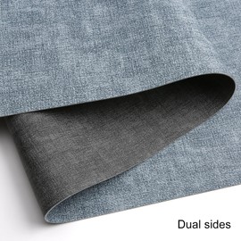 Chitomars Faux Leather Table Runner, Modern Double-Sided Non-Slip Heat Resistant Table Runner Washable Outdoor Table Runner for Wedding Birthday Party Table Decoration (Grey Light Blue, 30 x 183 cm)