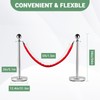 6 Pcs Commercial Stainless Steel Stanchion Posts with 3x5ft Red