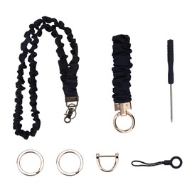 Stretchy Scrunchie Lanyard, Retractable Lanyard Keychain with Breakaway Clasp for ID Badges & Keys Perfect for Teachers Nurses Office (Black)