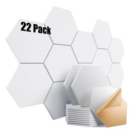 Dailycooper 22 Pack Self-Adhesive Acoustic Panels 12" X 10" X 0.4" - Sound Proof Foam Panels with High Density, Fashionable Y-Lined Design, Absorb Noise and Eliminate Echoes(White)