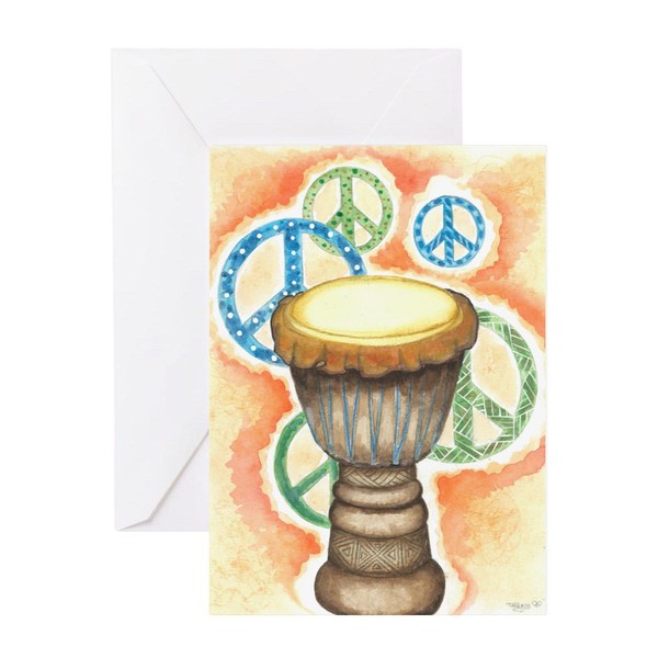 CafePress Peace Through Music Folded Greeting Card Glossy