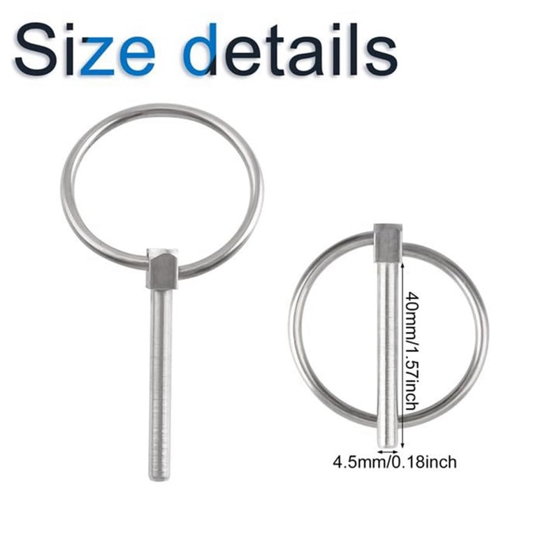 Lynch Pin, 4PCS Dia 4.5mm 316 Stainless Steel Round Pins
