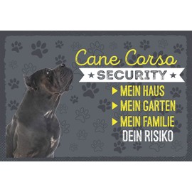 Ontrada Cane Corso Security Your Risk Wooden Sign 12 x 18 cm