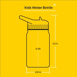 JoyJolt Kids Water Bottle with Straw Lid, 12oz Small Stainless Steel Reusable Tumbler for Toddlers, Girls, Boys, or Teen, Vacuum Insulated Water Bottle for School, Travel, and Outdoors, Leakproof