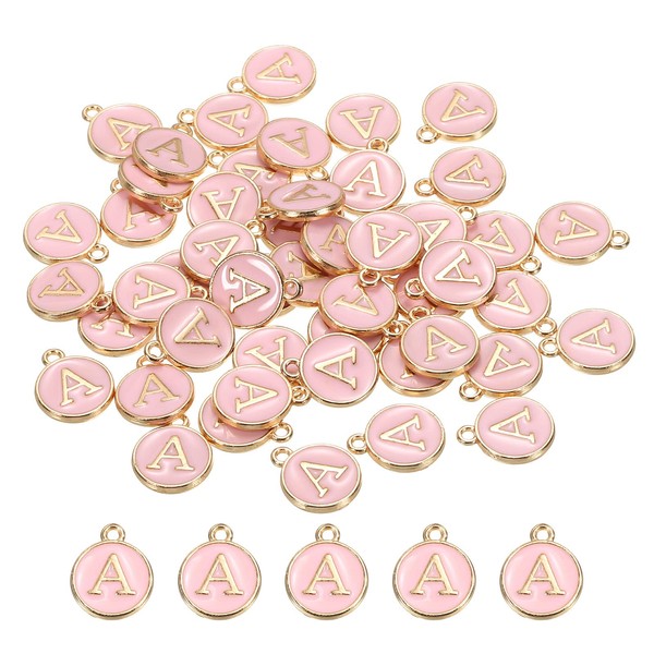 sourcing map Alphabet a Letter Charm Double Sided Enamel Initial