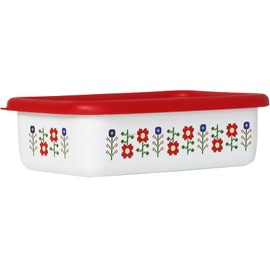 Fuji Hollow Mesa Shallow Shape Square Container, M, Red