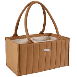 Clearworld Baby Diaper Caddy Organizer,Nursery Storage Basket, Gift for Baby Shower,Baby Registry Must Have,Baby Diaper Caddy Organizer for Diapers and Newborn Essentials,Mocha Brown