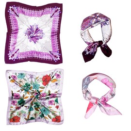 stylFRSH Silk Feeling HeadScarf for Women Lightweight Square Neckerchief for Men Breathable Printed Bag Scarves 21" Hair Tie
