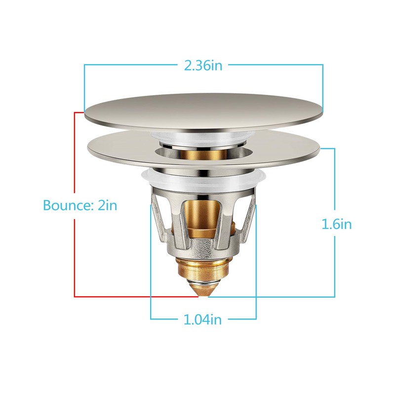 Universal Bathroom Sink Stopper in Brass, 1.04-1.97 Inch Pop Up