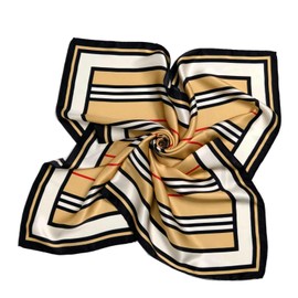 Silk Symphony BY KATHARINA Luxury Silk Scarf 100% Mulberry Silk 90 x 90 cm Women's Neckerchief with Elegant Design, brown