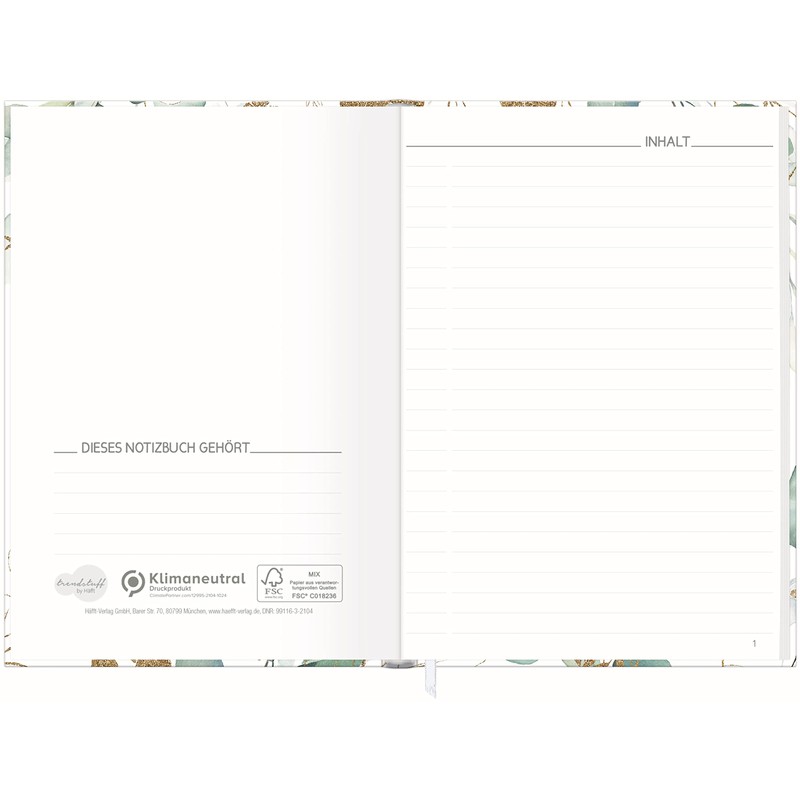 Trendstuff by Häfft Notebook A5 Lined [Gold Leaf] 124 Pages,