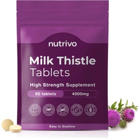 Nutrivo Milk Thistle | Milk Thistle High Strength Tablets 4000mg | 90 Tablets | 3 Months Supply | Herbal Supplement | Good Alternative to Capsules, Drops and Tincture | Vegan & UK Made